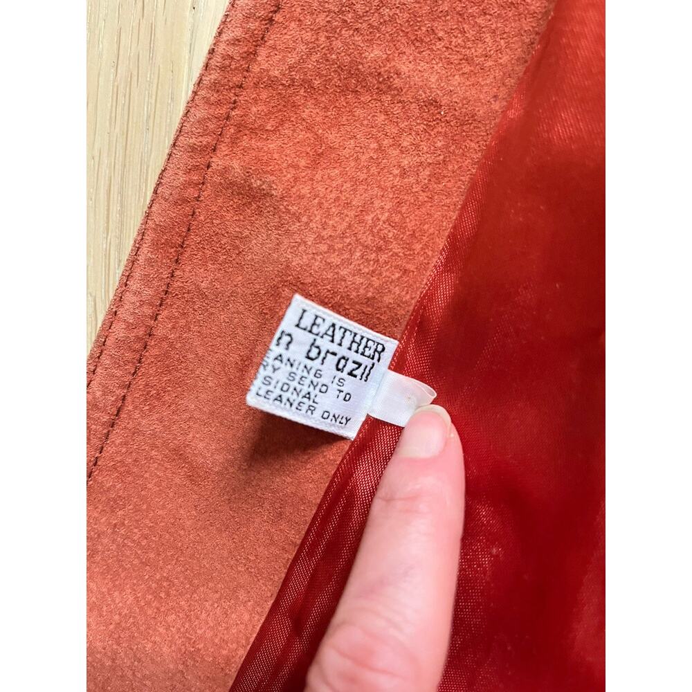 1970s Vintage Cognac Suede Leather Duster Coat Sz 10 Made in Brazil Streetwear - Picture 7 of 16